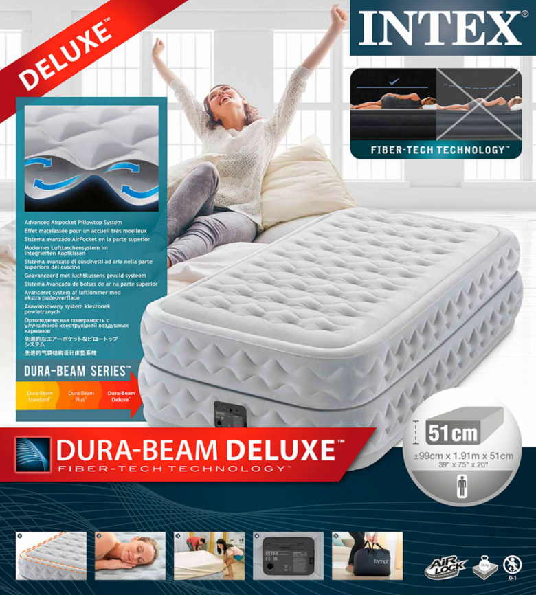 Надувная кровать Supreme Air-flow Bed 99х191х51см, встроенный насос 220V фото 2